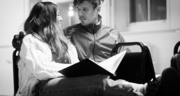 Dilek Rose and Gareth Kieran Jones in rehearsals for 'Cuzco' at Theatre503 (Photo by Holly Lucas)