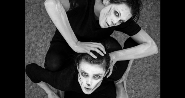 Promo image for Experiment Human, showing two people made up to look strange